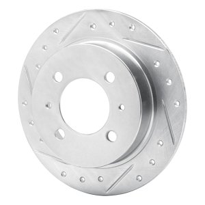 Nissan Sentra Brake Rotor (1) - Rear Left - R1 Concepts - Drilled & Slotted - Silver - `91-`06